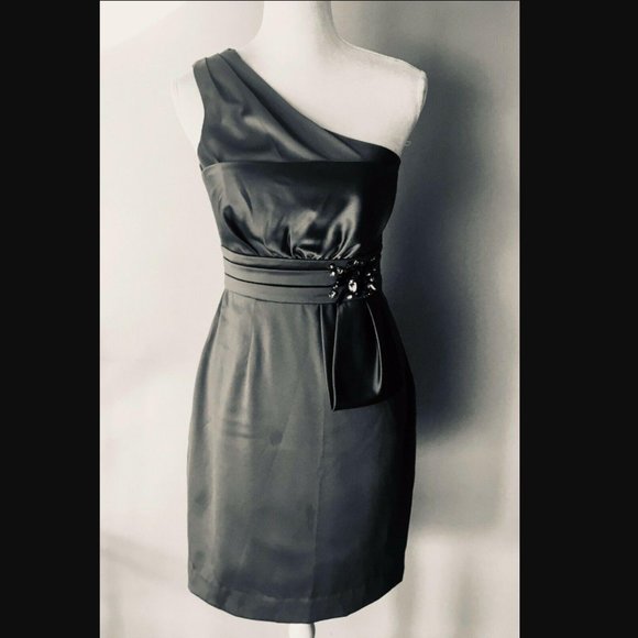 sage green one shoulder dress